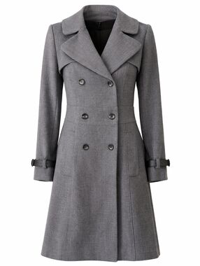 Le Chateau Tailored Trench Coat XXS Made in Canada Y2K Structured Grey